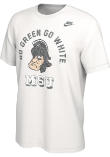 Nike Michigan State Spartans White Vault Sparty Go Green Go White Design Short Sleeve T Shirt