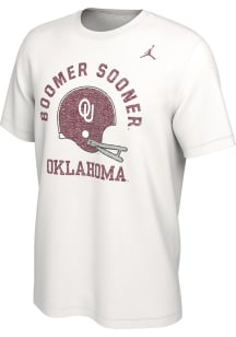 Nike Oklahoma Sooners White Jordan Vault Football Helmet Design Short Sleeve T Shirt