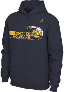 Nike Michigan Wolverines Mens Navy Blue Jordan Vault Logo Long Sleeve Hoodie