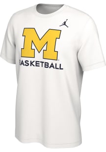 Nike Michigan Wolverines White Jordan Basketball Tip Off Short Sleeve T Shirt