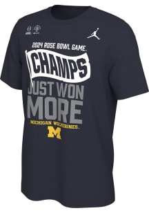 Nike Michigan Wolverines Navy Blue 2024 Rose Bowl Champions Short Sleeve T Shirt
