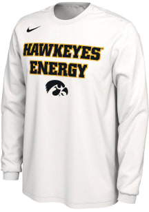 Mens Iowa Hawkeyes White Nike Basketball Bench Long Sleeve T-Shirt