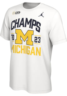 Nike Michigan Wolverines White 2023 National Champions Celebration Short Sleeve T Shirt