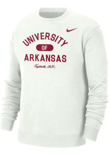 Nike Arkansas Razorbacks Mens White Campus Long Sleeve Crew Sweatshirt