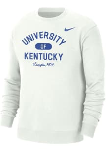 Nike Kentucky Wildcats Mens White Campus Long Sleeve Crew Sweatshirt