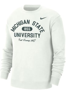 Nike Michigan State Spartans Mens White Campus Long Sleeve Crew Sweatshirt