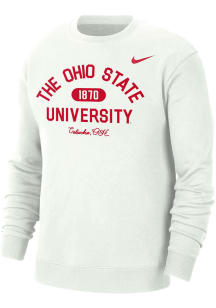 Nike Ohio State Buckeyes Mens White Campus Long Sleeve Crew Sweatshirt