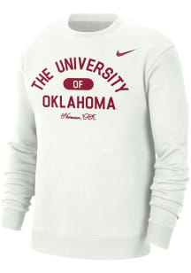 Nike Oklahoma Sooners Mens White Campus Long Sleeve Crew Sweatshirt