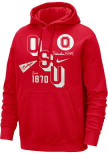Nike Ohio State Buckeyes Mens Red Club Long Sleeve Hoodie