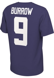 Joe Burrow LSU Tigers Purple Name and Number Football Short Sleeve Player T Shirt
