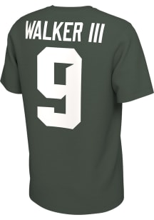 Kenneth Walker III Michigan State Spartans Green Name and Number Football Short Sleeve Player T ..