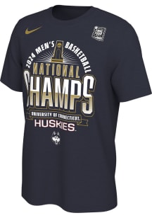 Nike UConn Huskies Navy Blue 2024 Basketball National Champions Locker Room Short Sleeve T Shirt