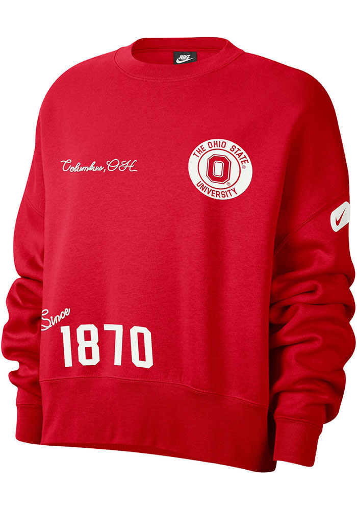 Nike Ohio State Buckeyes Womens Red Everyday Campus Style Crew Sweatshirt