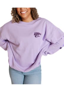 Womens K-State Wildcats Lavender Gameday Social Barkly Crew Sweatshirt