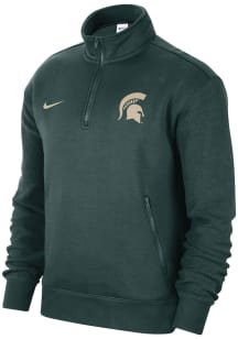 Nike Michigan State Spartans Mens Green Athletic Department Long Sleeve 1/4 Zip Pullover