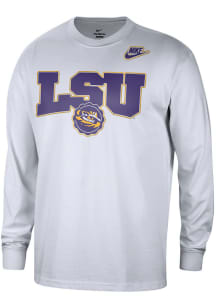 Nike LSU Tigers White Campus Fanwear Max90 Long Sleeve T Shirt
