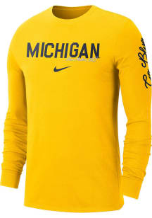 Nike Michigan Wolverines Yellow Varsity Game Long Sleeve T Shirt