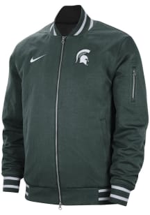 Nike Michigan State Spartans Mens Green Team Issue Bomber Light Weight Jacket