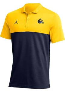 Mens Michigan Wolverines Yellow Nike Jordan Gameday Short Sleeve Polo Shirt