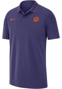 Nike Clemson Tigers Mens Purple Team Issue Coaches Short Sleeve Polo