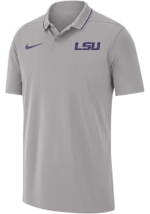 Nike LSU Tigers Mens Grey Team Issue Coaches Short Sleeve Polo