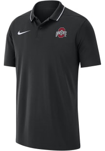 Mens Ohio State Buckeyes Black Nike Team Issue Coaches Short Sleeve Polo Shirt