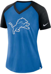 Nike Detroit Lions Womens Blue Top V-Neck T-Shirt
