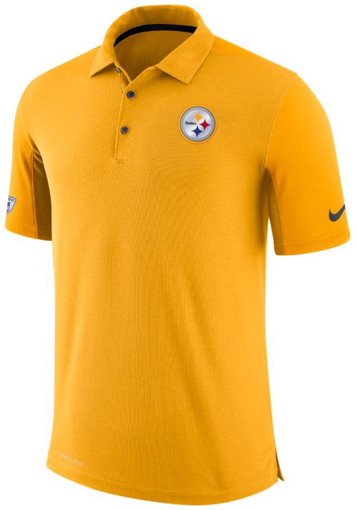 Nike Pittsburgh Steelers Mens Gold Team Issued Short Sleeve Polo