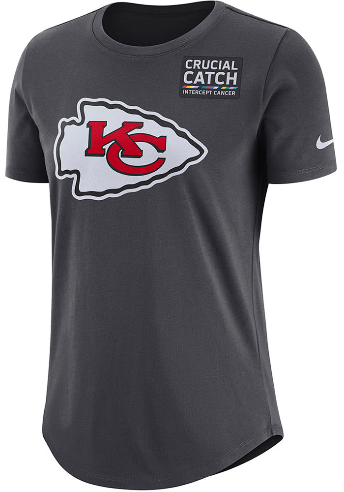 Nike Kansas City Chiefs Womens Grey Crucial Catch Short Sleeve T-Shirt