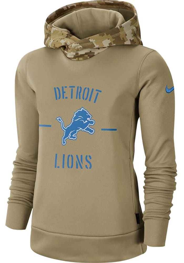 Nike Detroit Lions Womens White Salute to Service Therma Hooded Sweatshirt
