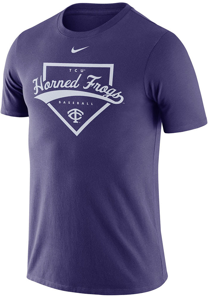 Nike TCU Horned Frogs Purple Drifit Baseball Plate Short Sleeve T Shirt