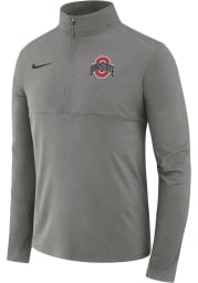 Nike Ohio State Buckeyes Mens Grey Core Performance Long Sleeve 1/4 Zip Pullover