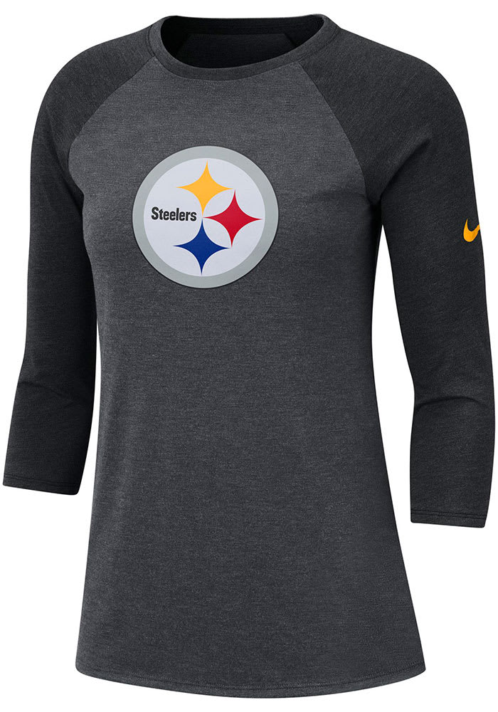 Pittsburgh Steelers Nike Women's Sleeve Stripe 3/4 Raglan T-Shirt