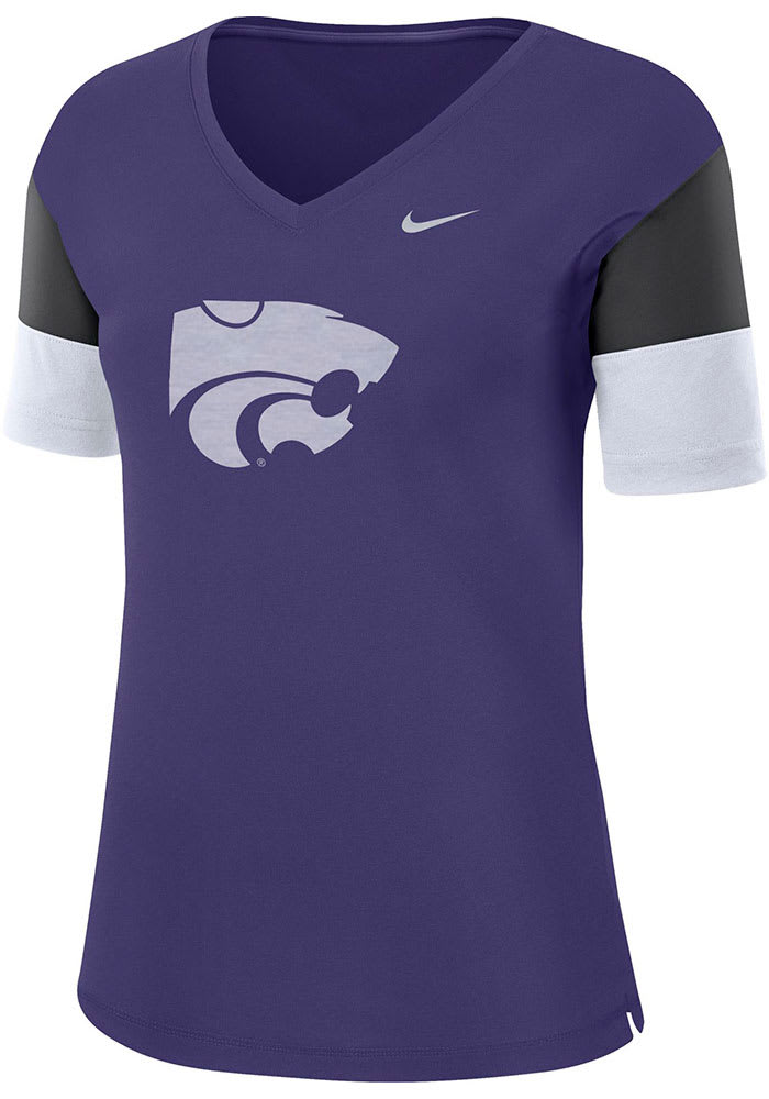 Nike K-State Wildcats Womens Purple Breathe Dri-FIT V Neck T-Shirt