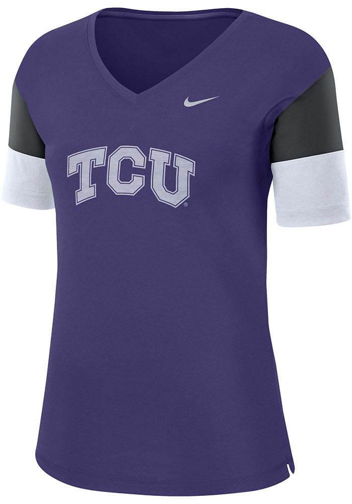 Nike TCU Horned Frogs Womens Purple Breathe Dri-FIT V Neck T-Shirt