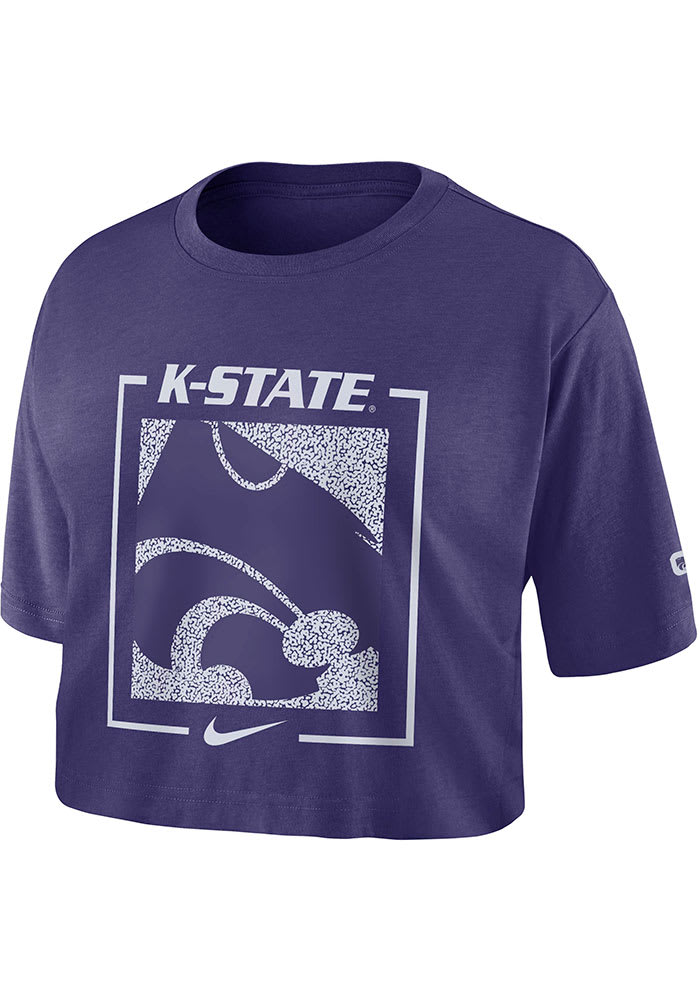 Nike K-State Wildcats Womens Purple Dri-FIT Crop Short Sleeve T-Shirt
