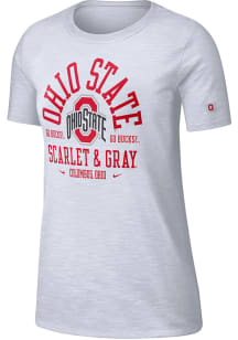 Nike Ohio State Buckeyes Womens White Dri-FIT Slub Crew Neck Short Sleeve T-Shirt