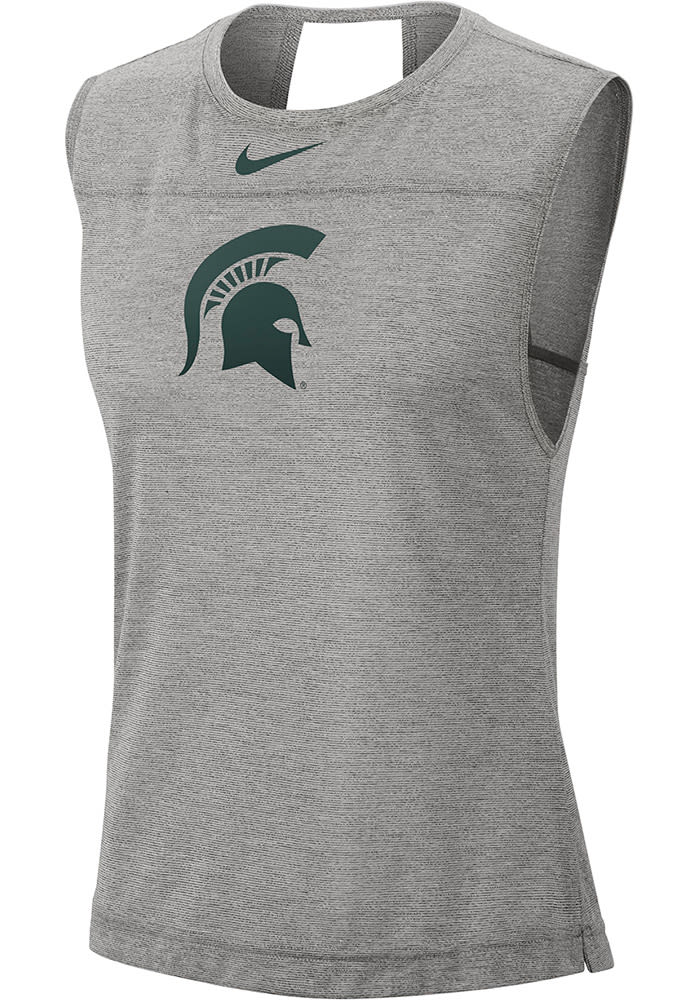 Nike Michigan State Spartans Womens Grey Breathe Dri-FIT Cut Out Tank Top