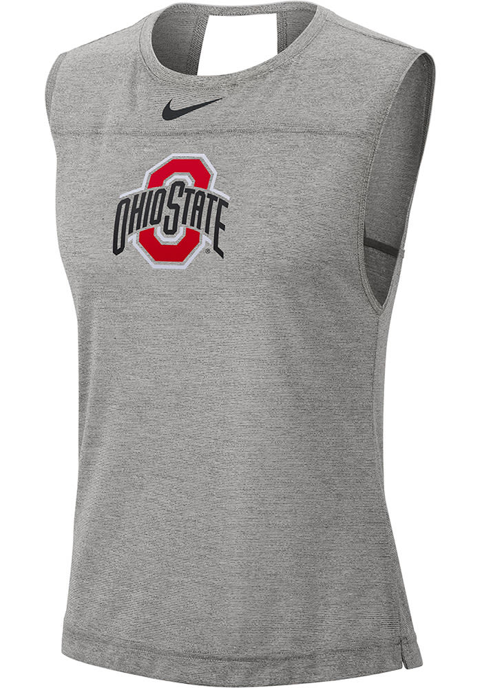 Nike Ohio State Buckeyes Womens Grey Breathe Dri-FIT Cut Out Tank Top
