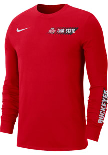 Nike Ohio State Buckeyes Red Drifit Cotton Long Sleeve T Shirt