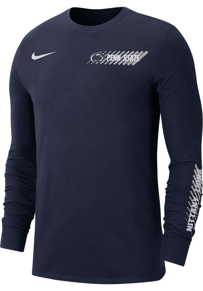 Nike Penn State Nittany Lions Navy Blue Drifit Cotton Long Sleeve T Shirt