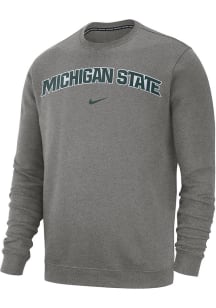 Nike Michigan State Spartans Mens Grey Club Long Sleeve Crew Sweatshirt