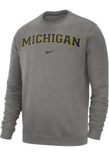 Nike Michigan Wolverines Mens Grey Club Long Sleeve Crew Sweatshirt