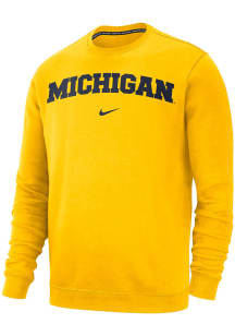 Nike Michigan Wolverines Mens Yellow Club Long Sleeve Crew Sweatshirt