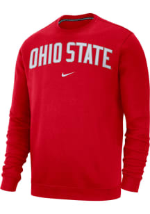 Nike Ohio State Buckeyes Mens Red Club Long Sleeve Crew Sweatshirt