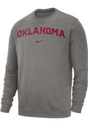 Nike Oklahoma Sooners Mens Grey Club Long Sleeve Crew Sweatshirt