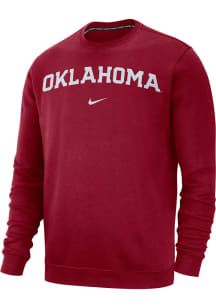 Nike Oklahoma Sooners Mens Crimson Club Long Sleeve Crew Sweatshirt