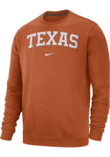 Nike Texas Longhorns Mens Burnt Orange Club Long Sleeve Crew Sweatshirt