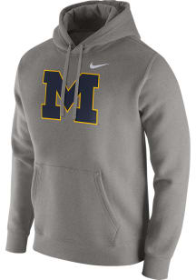 Nike Michigan Wolverines Mens Grey Club Long Sleeve Hoodie