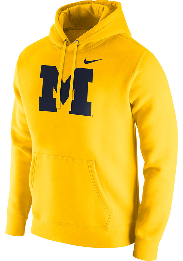 Nike Michigan Wolverines Mens Yellow Club Long Sleeve Hoodie